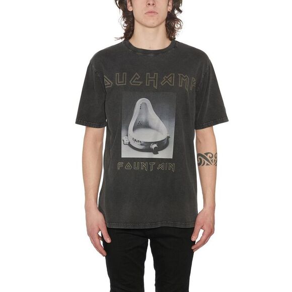 DEATHMASK Men's Artistic Graphic Print Short Sleeve Crew Neck T-Shirt Men BLACK